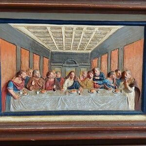 Vintage Stand alone 3D The Last Supper Framed Art